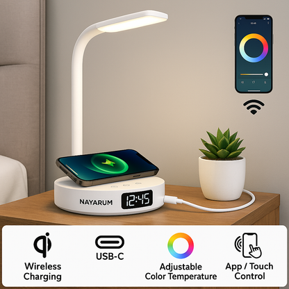 Lampe intelligente Nayarum – Lampe de chevet & chargeur sans fil