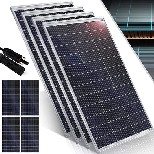 Panneau solaire monocristallin - 18 V pour batteries 12 V, photovoltaïque - Cellule solaire Installation PV - 4er Set - 165 Watt